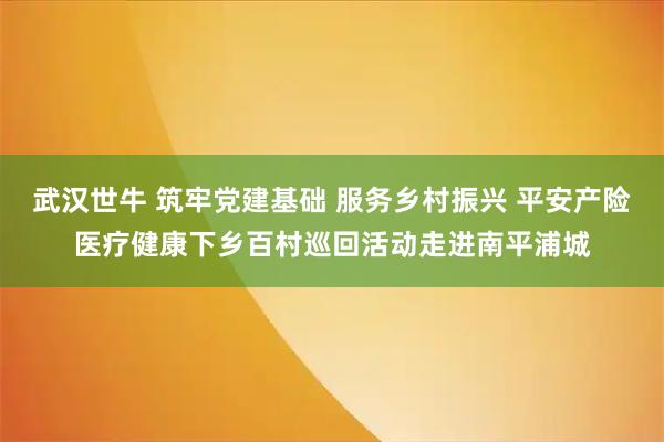 武汉世牛 筑牢党建基础 服务乡村振兴 平安产险医疗健康下乡百村巡回活动走进南平浦城